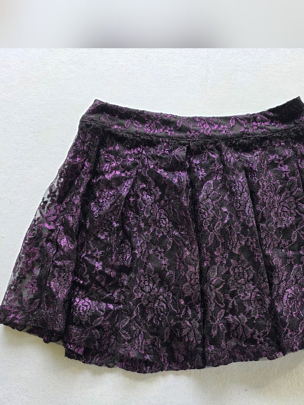 Whimsigoth Dark Coquette Forever 21 Purple Lace Overlay Skater Skirt